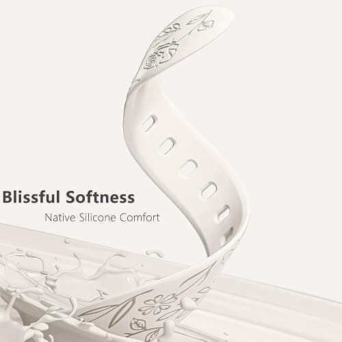 Easuny 8 Pack Bands for Women Compatible with Apple Watch 40mm 41mm 38mm 42mm 44mm 45mm 46mm 49mm iWatch Series 11 10 9 8 7 6 5 4 3 Ultra SE 3 SE 2nd, Soft Silicone Floral Engraved Dressy Wrist Straps thumbnail 4