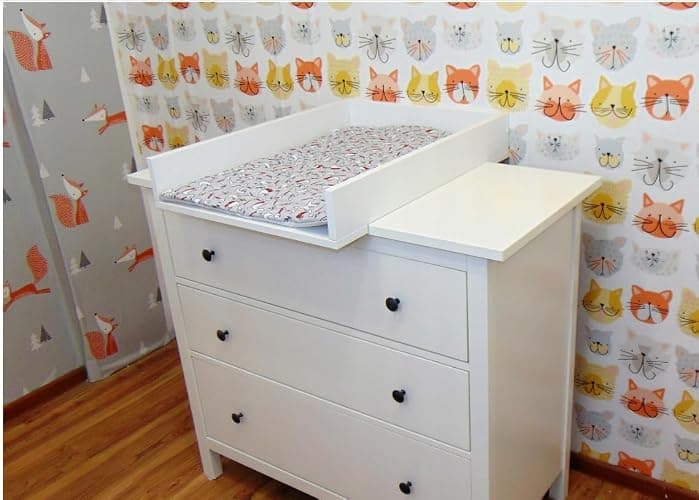 regalik Changing Top for IKEA Kullen, Changing Table Topper for 40 cm Dressers, Removable Changing Unit, Rounded Front Panels, Oak, 72cm x 54cm thumbnail 2