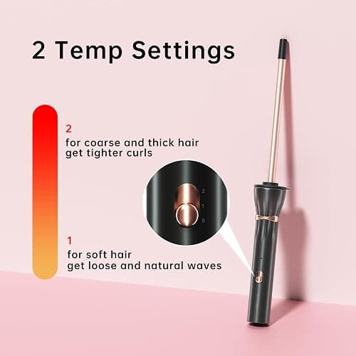 Hahahope 3/8 Inch Curling Wand,9mm Tiny Curling Wand,Ceramic Small Barrel Curling Iron with Adjustable Temperature,Fast Heating,for Short & Long Hair thumbnail 5