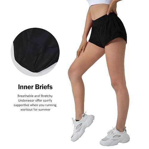 Aurefin Running Shorts for Women,Quick Dry Athletic Sports Shorts Lightweight Active Workout Gym Shorts with Zip Pocket thumbnail 6