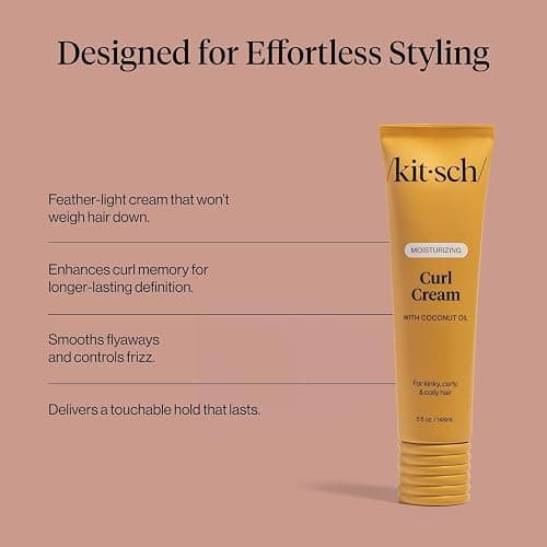Kitsch Moisturizing Curl Cream for Curly Hair – Lightweight Curly Hair Products for Men & Women | Defines Curls, Controls Frizz & Boosts Shine | Hydrating Curling Cream - 5.3 oz thumbnail 6