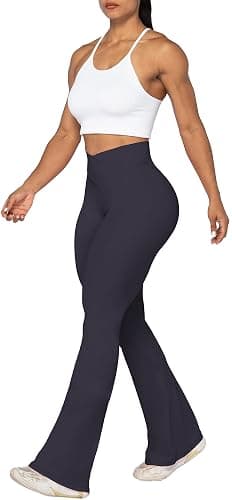 Sunzel Flare Leggings, Crossover Yoga Pants with Tummy Control, High-Waisted and Wide Leg thumbnail 5