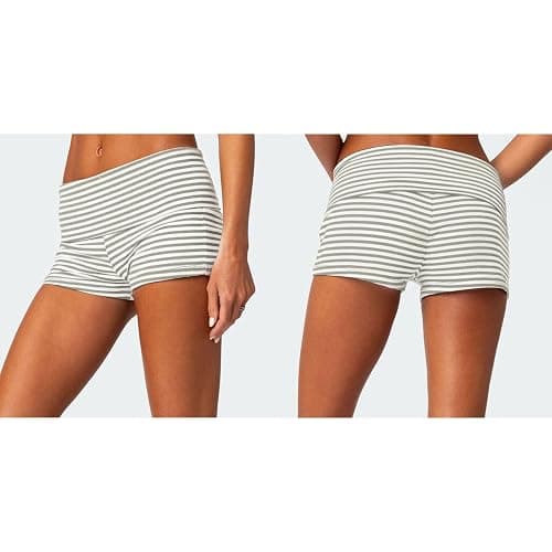 YILEEGOO Women's Fold Over Shorts Elastic Waist Y2k Lounge Shorts Foldover Cute Low Waist Slim Pajama Mini Bottoms Sleepwear thumbnail 5