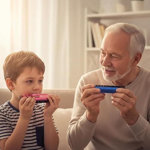 2 Pcs Harmonica Kids,10 Hole 20 Tone Diatonic Mouth,Premium Titanium Mouth Organ,Durable Kids Harmonica,Organ in C for Christmas,Festive Gifts,Party Games,Beginners(Rose Red, Blue) thumbnail 5