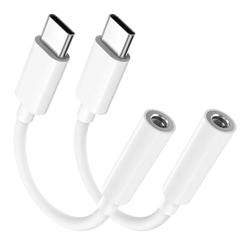 2 Pack USB C to 3.5mm Headphone Jack Adapter, Aux to USB C HiFi Compatible for Apple iPhone 17/16/15/Pro Max/Plus,Type C Aux Audio Dongle Cable Cord for iPad,Samsung Galaxy S26/S25/24/S23,Pixel -White - Image 1