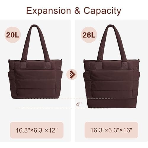 Puffer Tote Bag for Women Quilted Nurse Bag Lightweight Work Bag for Teacher Travel Handbag with Multiple Pockets thumbnail 4