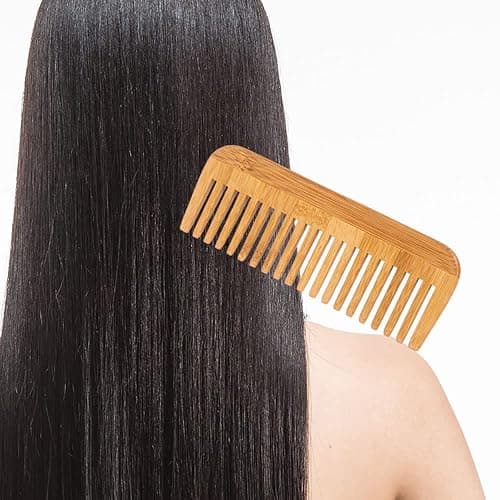 LZZEM 2Pcs Wide Tooth Wooden Comb Set Natural Sandalwood Afro Pick Comb for Gentle Detangling Anti-Static & Scalp Massage Eco-Friendly for Curly Wavy Thick or Straight Hair, Women & Girls thumbnail 4