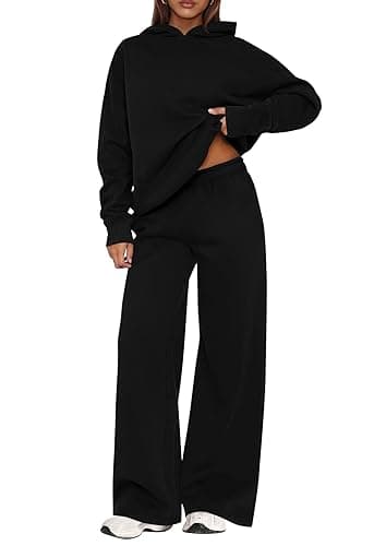 PRETTYGARDEN Womens Sweatsuits 2 Piece Set 2025 Casual Winter Long Sleeve Hoodie Loose Wide Leg Sweatpants Fall Tracksuit