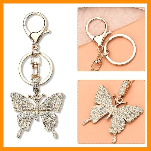 Glittering Rhinestone Butterfly Keychain for Women Butterfly Pendant Key Chains for Car Keys Purse Handbag Charm thumbnail 5