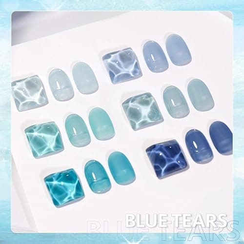 GAOY Jelly Blue Gel Nail Polish Set, 6 Transparent Colors, Soak Off UV Light Cure Gel Polish for Salon and Nail Art DIY at Home, Blue Tears thumbnail 6