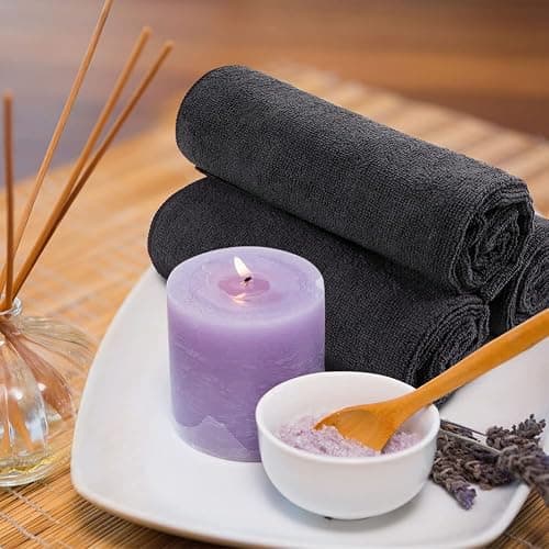 Orighty Black Salon Towel, Pack of 12 (Not Bleach Proof, 16 x 29 Inches) Super Soft and Absorbent Microfiber Hair Salon Towels for Salon, Hand, Gym, Bath, Spa and Home Hair Care thumbnail 7