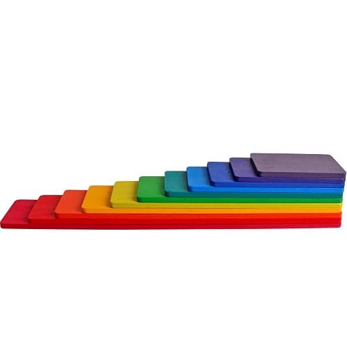 Dinhon 11 PCS Wooden Rainbow Board Oversized Stacking Game Jigsaw Puzzle Building Blocks Children's Baby Toddler Toys 3 Years Old Boys and Girls Toy Gifts - Image 1