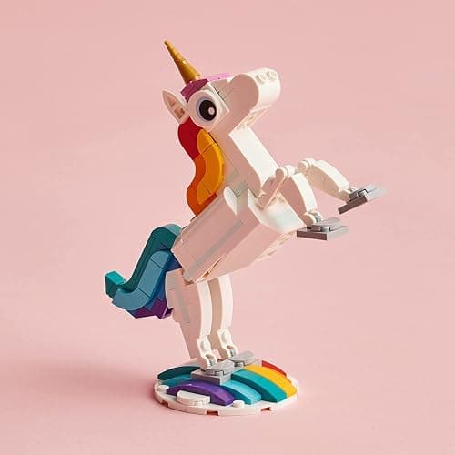 LEGO Creator 3 in 1 Magical Unicorn Toy, Transforms to Seahorse to Peacock, Rainbow Animal Figures, Unicorn Gift for Grandchildren, Girls and Boys, Buildable Toys, 31140 thumbnail 5