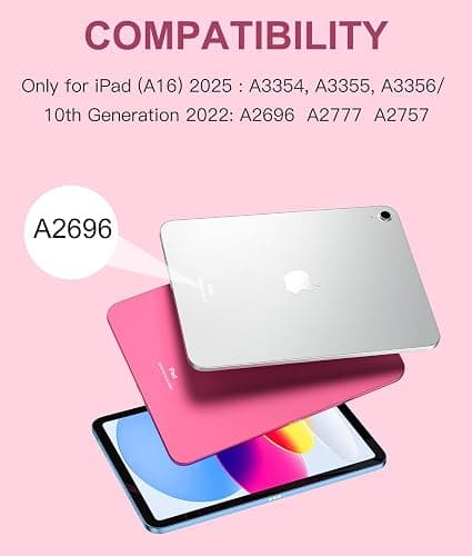 Harvopu Compatible for iPad 11th 10th Generation Case with Keyboard, Folio Cover with Pencil Holder, Multi-Touch Trackpad, 7 Color Backlit, Detachable Keyboard for iPad (A16) 11th/10th Gen (Pink) thumbnail 2