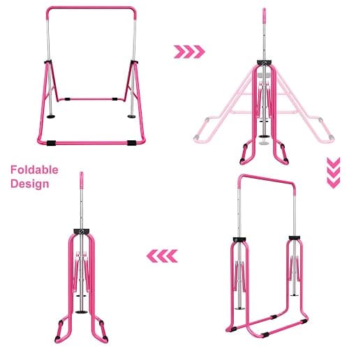 Tepemccu Expandable Gymnastics Bars, Adjustable Height Gymnastic Horizontal Bars, Children Folding Training Bar for Kids thumbnail 7