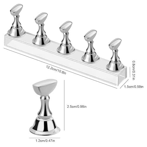 Etercycle Nail Stand Acrylic Nail Art Display Stand Practice Nail Holder for Painting Nails Magnetic Practice Stands with Double-sided Tape For DIY Salon Supplies (Silver) thumbnail 7