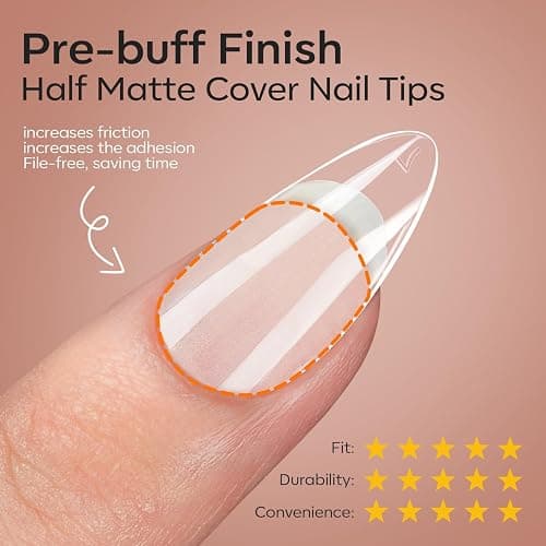 modelones Short Almond Gel Nail Tips Kit, 9-in-One Nail Glue with Portable U V Lamp 216Pcs 12Sizes Pre-Etched Press ons Fake Acrylic Extension Kit DIY Salon Gift for Women thumbnail 8