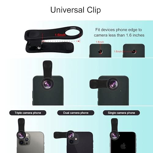 Godefa Phone Camera Lens Kit, 14 in 1 Lenses with Selfie Light for iPhone 14 13 12 11 Xs X Pro Samsung and Other Andriod Smartphone, Universal Clip on Wide Angle+Macro+ Fisheye Camera Lenses thumbnail 3