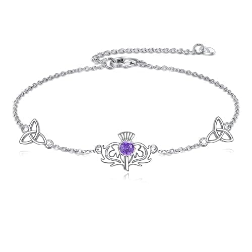 Scottish Thistle Bracelet 925 Sterling Silver Scottish Bracelet Celtic Knot Scottish Thistle Jewelry Gift For Women - Image 1
