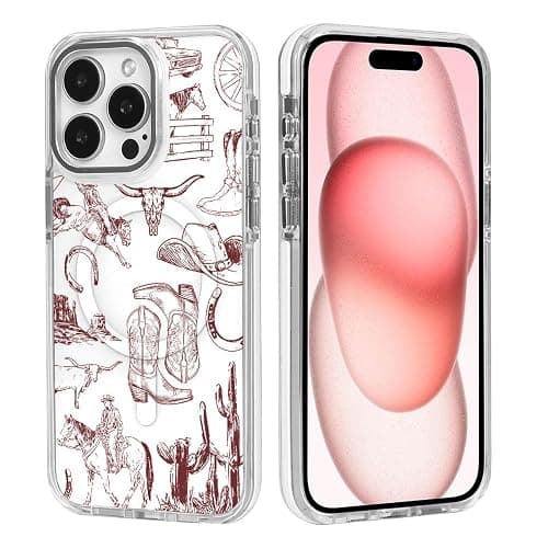 Case for iPhone 16 Pro Max Clear,Compatible with MagSafe,Anti-Scratch Magnetic Case,Collage Country Cowboy thumbnail 3