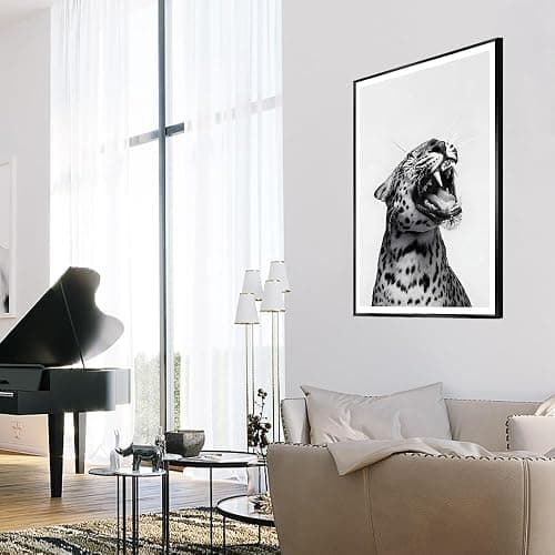 Lustiges Tierposter, schwarz-weißer brüllender Leoparden-Wandkunst, Vintage-Geparden-Dekor, trendiger Druck, Leinwand, Wildtiere, ästhetische Drucke für Wohnzimmer, Schlafzimmer, Badezimmer, Poster thumbnail 4