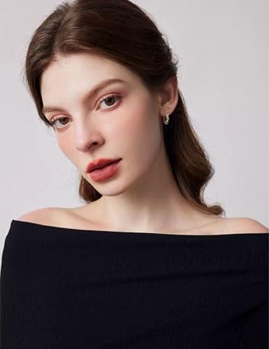 Pearl Chunky Gold Hoop Earrings For Women Trendy Sterling Silver Twisted Hoop Earring thumbnail 6