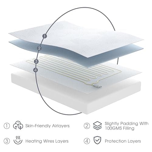 Full Size Electric Heated Mattress Pad - Bed Warmer with Memory & Preheat Functions, 12 Heat Settings Single Control for 1-12 Hours Auto Off, Lighted Button thumbnail 5