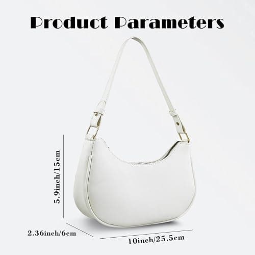 Energather Small Shoulder Bag, PU Leather Ladies Handbags Small Shoulder Bag for Women, Stylish Crescent Bag Half Moon Bag with Zipper for Dating, Shopping, Travel thumbnail 4