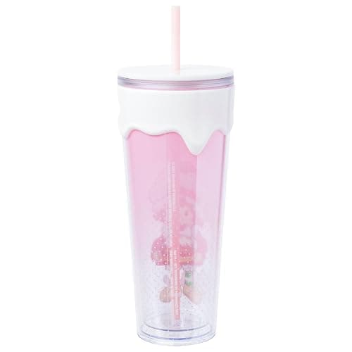 Silver Buffalo Strawberry Shortcake “Life is Delicious” Plastic Drip Tumbler with Lid and Straw, 26 Ounces thumbnail 3
