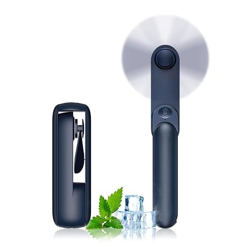 Lerat Portable Handheld Fan, 2 IN 1 Mini Hand Fan, Battery Operated [8-15 Working Hours], USB Rechargeable Personal Foldable Fan for Indoor, Small Pocket Fans Travel Essentials for Outdoor (Blue) - Image 1