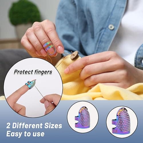 Yizzvb 8 Pcs Sewing Thimbles, 2 Sizes Metal Thimble Sewing Finger Protector | Metal Thimble Dazzle Color Adjustable Metal Sewing Thimble Rings, Sewing Quilting Craft Accessories Diy Sewing Tools thumbnail 6