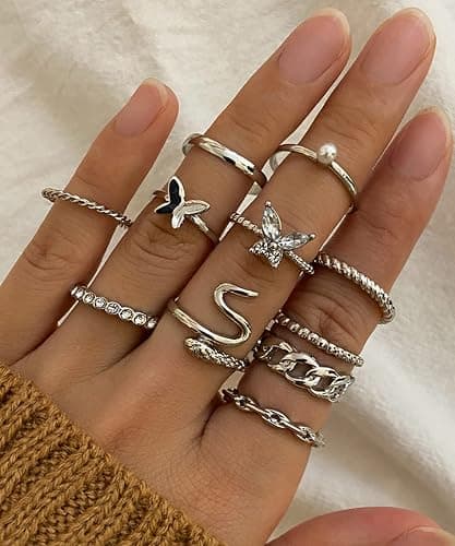 iF YOU 30 Pcs Gold Knuckle Rings Set for Women, Vintage Stackable Cute Finger Midi Rings, Fashion Simple Silver Rings Pack Jewelry for Women Gift thumbnail 3