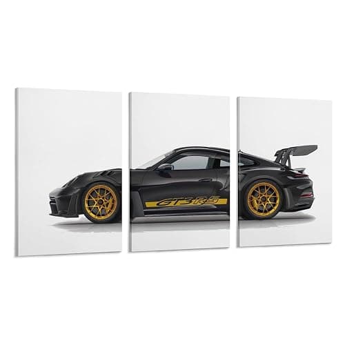 3PCS Car Posters 911 GT3 RS Framed Posters for Men Cave Boys Room Canvas Racing Wall Art Perfect for Home Decor Office Dorm Decoration Birthday Party Gifts (Style-G, 12L"x8W") - Image 1