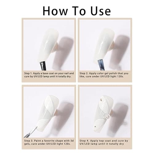 2pcs Solid 3d Gel Nail Art Sculpting Gel For Nail Art Salon Home DIY | Non Wipe 3d Nail Sculpting Gel For Nail Art, White Black 3d Nail Art Gel Multifunctional 3d Molding For Nails (White & Black) thumbnail 5