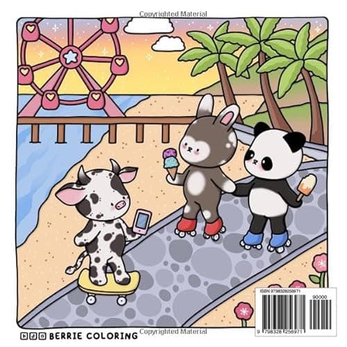 Berrie Coloring Travel: Cute and Cozy Coloring Book for Kids & Adults Featuring Easy to Color Animal Illustrations and Adorable Scenes thumbnail 3