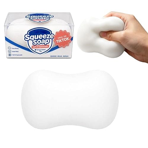 Crunchy Soap Squishy, 2026 New Bead Filled Realistic Soap-Shaped Squeeze Stress Ball ASMR Squishies, White - Image 1