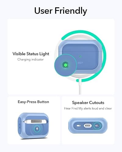 ESR for AirPods Pro 2 Case, Compatible with Airpods Pro Case 2nd / 1st Generation (2023/2022/2019), Compatible with MagSafe, Full Drop Protection Cover with Lanyard, Navy Blue thumbnail 9