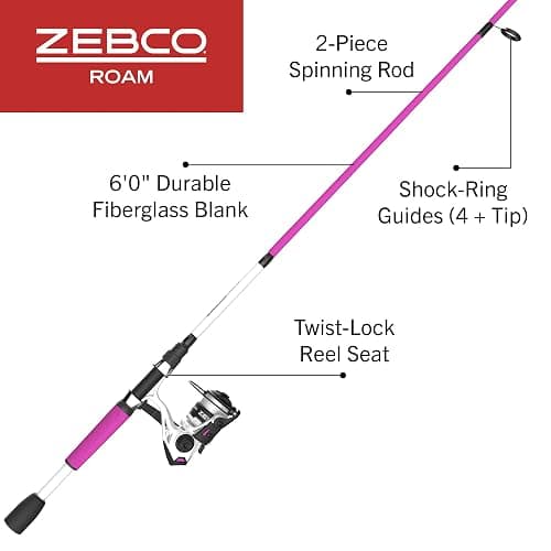 Zebco Roam Spinning Reel and Fishing Rod Combo, 6-Foot Fiberglass Fishing Pole, Split ComfortGrip Handle, Soft-Touch Handle Knob, Size 20 Reel, Changeable Right- or Left-Hand Retrieve thumbnail 2
