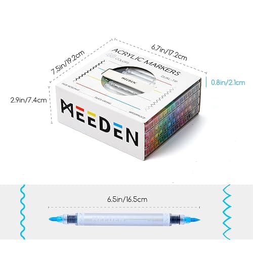 MEEDEN Artist Acrylic Paint Markers: 48 Colors Dual Tip Acrylic Marker with Brush & Round Tip - Waterproof Paint Pens Markers with Automatic Ink Control for Wood, Canvas, Glass, Rock, DIY, Ceramic thumbnail 2