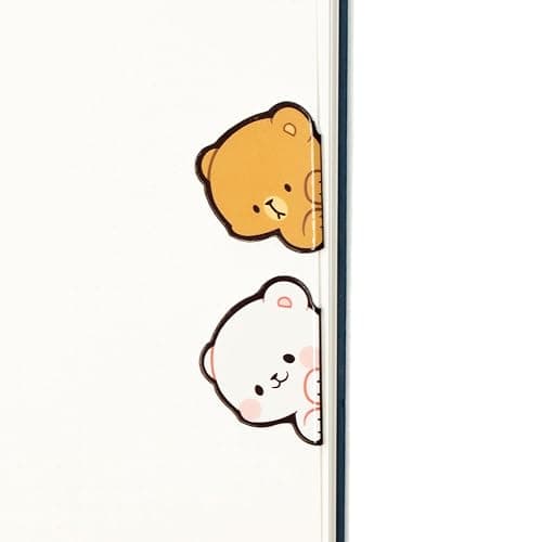 Milk and Mocha Peeking Magentic Bookmarks Pack of 2 Authentic Milk Mocha Bear Merchandise for Book Lovers Page Markers Students Teachers Reading Marker Clip Cute Adorable School Office Home Supplies thumbnail 3