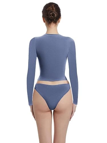 Abonlen Long Sleeve Shirts for Women Crewneck Basic Tees T Shirts Fitted Crop Tops Y2k Going Out Tops thumbnail 2