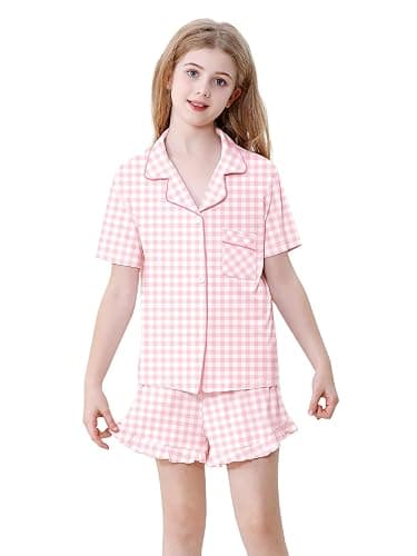 Schbbbta Girls Pajamas Set 2 Piece Button Down Pjs Soft Ruffle Sleepwear Loungewear thumbnail 2