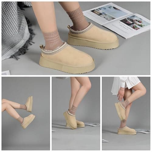 ZERISM Women's Slippers Platform Mini Boots Short Ankle Boot Fur Fleece Lined Sneakers House slippers Anti-Slip Boot For Outdoor thumbnail 6