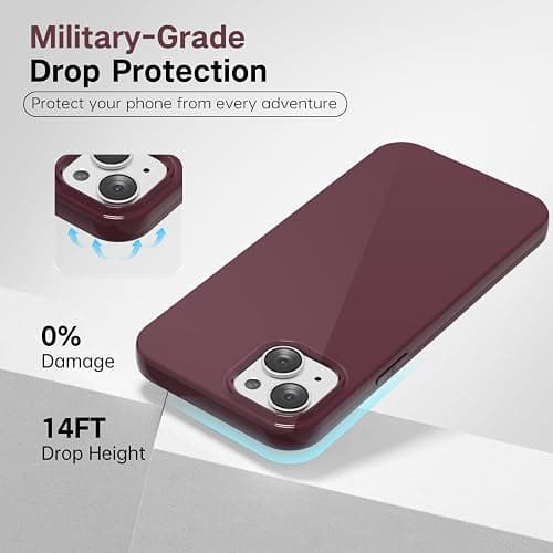 Svanove for iPhone 13/ iPhone 14 Case Silicone, Glossy Soft Rubber Gel Jelly Cute Protective Plastic Simple Plain Phone Case Cover for Women Girl, Slim Thin Flexible Shockproof TPU, Burgundy Wine thumbnail 5