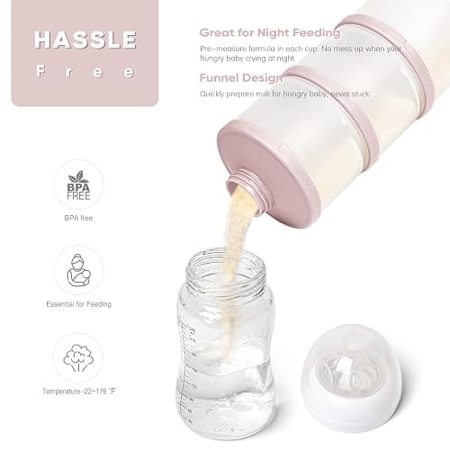 Termichy Stackable Formula Dispenser Portable Milk Powder Container, 2 Pack, Light Pink thumbnail 6