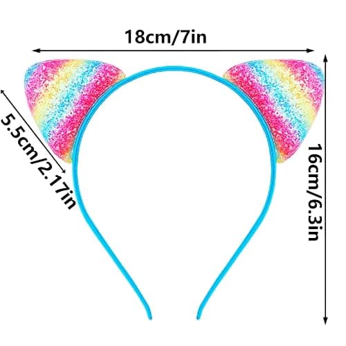 KIUSOWAYD 12 Shining Cat Ear Headbands Daily Decorations Party Lovely Headwear, Hair Hoop for Women thumbnail 2