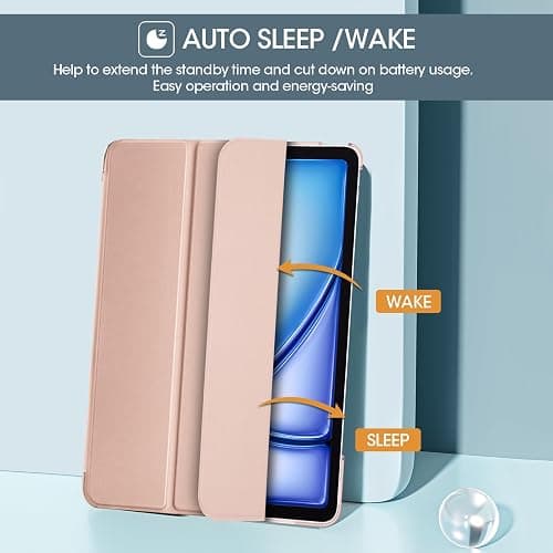 ProCase for New iPad Air 13 Inch Case M3 2025/ M2 2024, Slim Smart Cover with Translucent Hard Shell Back, Supports Touch ID, Auto Wake/Sleep -Rosegold - Rosegold thumbnail 4