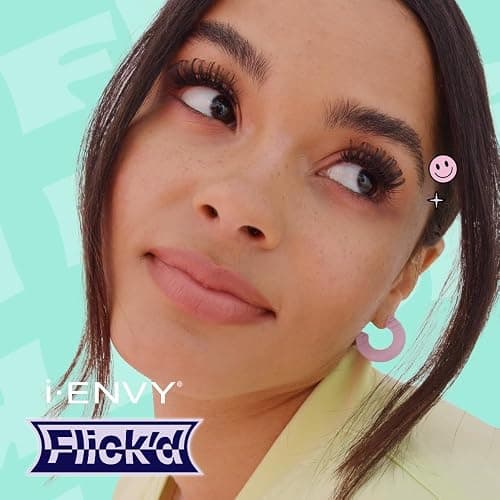 i-ENVY Flick'd D-Curl Strip Lashes Volume Bouncy Natural Clear Band Cat Eye Dramatic Trendy Extensions Reusable Eye Lashes thumbnail 7