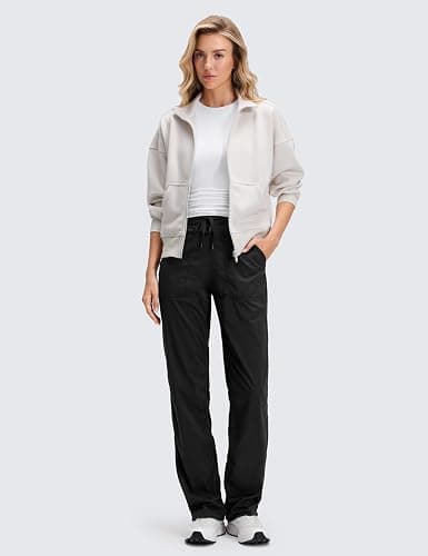 CRZ YOGA Lightweight Straight Leg Workout Pants for Women 28"/30"/32" - Ruched Casual Work Athletic Joggers with Pockets thumbnail 3
