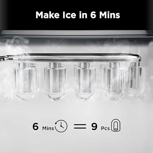 Silonn Ice Maker Countertop, 9 Cubes Ready in 6 Mins, 26lbs in 24Hrs, Self-Cleaning Ice Machine with Ice Scoop and Basket, 2 Sizes of Bullet Ice for Home Kitchen Office Bar Party thumbnail 3